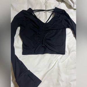 Bombshell sportswear black long sleeves crop top with thumb hole